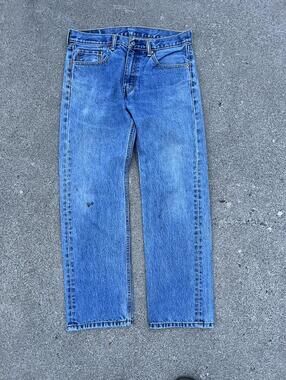 Levis 505 Jeans Mens 33x30 Blue Medium Wash Straight 100% Cotton Denim